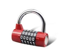 SISAV Lucchetto a combinazione a 5 cifre, lucchetto da palestra, serratura a combinazione sostituibile, adatto per armadietti scolastici, cassette degli attrezzi, recinzioni, rosso (confezione da 1)