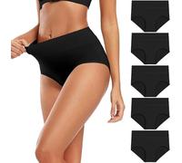 SISAY Mutande Donna Cotone Elasticizzato Confezione 5 Pezzi Vita Alta Effetto Snellente e Morbido Taglie Forti Intimo Traspirante con Controllo Addominal Slip Senza Cuciture