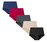 SISAY Mutande Donna Cotone Elasticizzato Confezione 5 Pezzi Vita Alta Effetto Snellente e Morbido Taglie Forti Intimo Traspirante con Controllo Addominal Slip Senza Cuciture