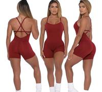 SISAY Tuta Corta Donna Schiena Scoperta Jumpsuit Short Palestra Body con Bretelle Sottili Monopezzo Senza Maniche Estivo Salopette Yoga Tutina Intera Sportiva Tute da Ginnastica Fitness Jogging Danza