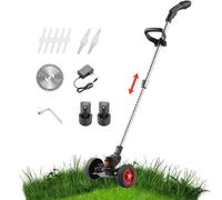 Sisdffaaa 12 V Garden Strimer elettrico senza fili lama in metallo Strimer tagliaerba con batteria al litio caricabatterie rapido per giardino erbacce fiori alberi (1 batteria, A) (2 batterie B)