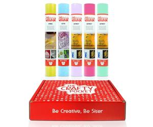 Siser Crafty Pocket Pastel - Vinile Termoadesivo per Personalizzare i Tessuti, per l'uso con tutte le Macchine da Taglio - Kit che Include 5 Rotoli 30 x 50 cm dai Colori Pastello