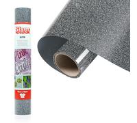 Siser® Glitter Black Silver, 30cm x 0,5mt, Vinile Termotrasferibile Termoadesivo Glitterato per la Personalizzazione dei Tessuti, Abbigliamento e Accessori, Hobby Creativi, Facile da Tagliare