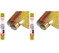 SISER Holographic Gold Oro, 30cm x 0,5mt, Vinile Termotrasferibile Termoadesivo Olografico per la Personalizzazione dei Tessuti, Abbigliamento e Accessori, Hobby Creativi, Facile da Tagliare