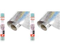 SISER Holographic Silver Argento, 30cm x 0,5mt, Vinile Termotrasferibile Termoadesivo Olografico per la Personalizzazione dei Tessuti, Abbigliamento e Accessori, Hobby Creativi, Facile da Tagliare