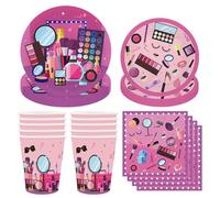 SiSfeL 68Pcs Stoviglie per Feste, Decorazioni per Feste di Compleanno per Spa, Piatti Tazze Tovaglie Tovaglioli, Trucco Forniture per Feste, Feste Compleanno per Bambini, 16 Persone