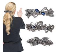 SiSfeL Fermagli per Capelli Donna,3PCS Fermagli Francesi per Capelli,Fermagli per Capelli Eleganti con Strass di Cristallo Fermagli per Capelli Vintage Accessori Forcine per Capelli Sposa