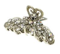 SiSfeL Fermagli per Capelli Donna Vintage Metallo, Hair Clamp Pinza Elegante con Strass, Mollettoni Antiscivolo Artiglio Clip per Donna/Ragazze, Oro, 7.8 cm