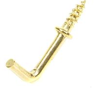 SISI UK Ganci per comò placcati in ottone, ganci a vite a forma di L, ganci a vite da 13 mm a L, per appendere corde luminose per feste, celebrazioni, confezione da 10.