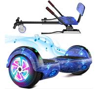 SISIGAD Hoverboard 6.5 inch with Hoverkart for children, self-balancing Eclectic Scooter easy to control, non-slip, LED lights, Bluetooth speaker