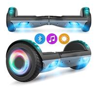 SISIGAD Hoverboard 6.5 Pollici Overboard, Hover Scooter Board All Terreno, Bluetooth e LED Auto-bilanciato Scooter elettrico Auto-bilanciamento per Bambini e Adulti HY-A12 Grigio/Nero