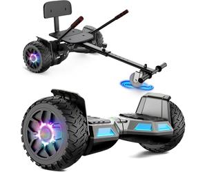 SISIGAD Hoverboard go Kart Seat,8.5" Off Road Hoverboards with LED Lights, All Terrain Hoverboards, Self Balancing Scooter with Bluetooth Speaker,Music Hoverboard and Kart Bundle
