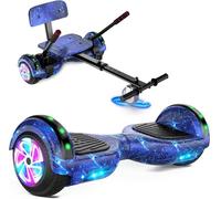 SISIGAD Hoverboard mit sitz, 6.5" Self Balancing Hover Board mit Bluetooth-Lautsprechern und LED-Lichtern für Kinder und Erwachsene (Include Sitz Hoverboard)