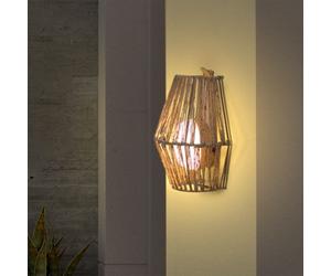 Sisine Boho-Style LED Seagrass Akku-Außenwandlampe