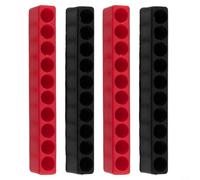 Sisinkal 4Pcs Cacciavite Bit Holder 10 Foro Plastica Storage Organizer 1/4 Hex Shank Tool Holder Nero Rosso Drill Bit Rack Workshop Utensili manuali