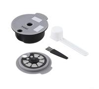 Sisinkal Capsule di caffè riutilizzabili, compatibili con set di birra Bosch, capacità 12 g, coperchio 60 ml, pennello cucchiaio con coperchio da 180 ml, accessorio in plastica grigia per la cucina