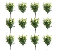 SiSinkal Confezione da 12 fiori artificiali resistenti ai raggi UV, per uso esterno, per prato, giardino, patio, cimitero, decorazione in plastica per tutte le stagioni, senza irrigazione (bianco)