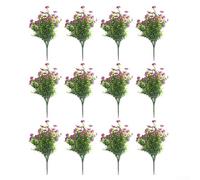 SiSinkal Confezione da 12 fiori artificiali resistenti ai raggi UV, per uso esterno, per prato, giardino, patio, cimitero, decorazione in plastica per tutte le stagioni, senza irrigazione (cinabro)