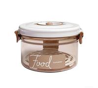 Sisinkal Contenitore sottovuoto per alimenti, sigillato, di grande capacità, con pulsante di apertura con una sola mano, per organizzare la cucina, trasparente (rotondo, 630 ml)