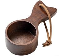 SiSinkal Cucchiaio dosatore piccolo per pesce, in legno di noce, per chicchi di caffè, tè e ingredienti secchi, con cinturino in pelle, 8,7 x 4,5 x 2,2 cm (A)