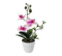 SiSinkal Orchidea artificiale Phalaenopsis in vaso, in gomma morbida, decorazione realistica, 26 cm, per casa, giardino, ufficio (F)