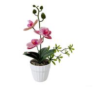 SiSinkal Orchidea artificiale Phalaenopsis in vaso, in gomma morbida, decorazione realistica, 26 cm, per casa, giardino, ufficio (E)