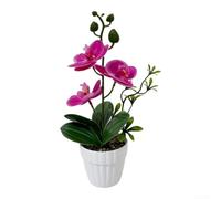 SiSinkal Orchidea artificiale Phalaenopsis in vaso, in gomma morbida, decorazione realistica, 26 cm, per casa, giardino, ufficio (H)