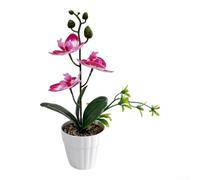 SiSinkal Orchidea artificiale Phalaenopsis in vaso, in gomma morbida, decorazione realistica, 26 cm, per casa, giardino, ufficio (G)