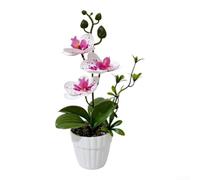 SiSinkal Orchidea artificiale Phalaenopsis in vaso, in gomma morbida, decorazione realistica, 26 cm, per casa, giardino, ufficio (D)
