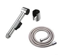 SiSinkal Set di doccetta per bidet da bagno con tubo da 1,5 m e supporto, finitura cromata in ABS per la pulizia del WC, il bagno degli animali domestici, l'irrigazione delle piante e l'igiene