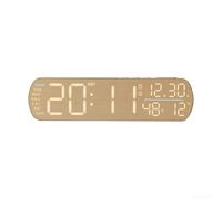 SiSinkal Sveglia digitale moderna in legno per display a LED con data e temperatura, timer con luce notturna, 26,5 x 3,5 x 7 cm, per casa, scrivania, camera da letto, ufficio (giallo)