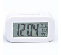 SiSinkal Sveglia LCD intelligente, 89 x 30 x 51 mm, in materiale ABS, per visualizzazione della temperatura e ora, per bambini, studenti, camera da letto, scrivania, viaggi (bianco)
