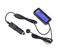 SiSinkal Termometro digitale LCD per auto, 12 V, con indicatore di temperatura interno ed esterno, display retroilluminato blu, cavo sensore da 1,5 m per il monitoraggio del clima del veicolo (blu)