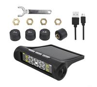 SiSinkal TPMS solare wireless per auto e camion, sistema di monitoraggio della pressione dei pneumatici LCD, con 4 sensori esterni, gamma da -20 a 70 °C, 6 modalità di allarme, compatibile con