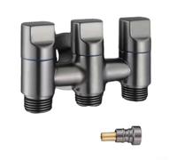 Sisinkal Valvola ad angolo per bagno, deviatore d'acqua a tre controlli, struttura in acciaio inossidabile con uscita dell'acqua indipendente per installazione di bidet da cucina (grigio nero)