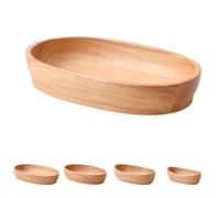 Sisinkal Vassoio ovale in legno per piatti da cucina, per feste, snack, frutta secca, decorazione per la casa, centrotavola, ciotola in legno (20 x 12 x 4,5 cm)