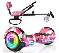 SISISIGAD Hoverboard Go Kart Combo, Hoverboard con sedile, 6.5 inch Self Balancing Scooter con luci LED Bluetooth, Go Karts Hover Board for Kids