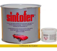 Sintofer 750 ml stucco grigio pasta per carrozzeria metalli auto con induritore