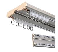 Sistema a binario per tende a doppio binario - Silent Wheels Asta da soffitto in alluminio per grigio 500 cm (4 x 125 cm) - perfetto per la decorazione della casa e il movimento liscio dei drappeggi.