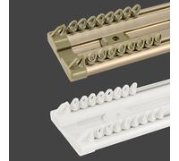 Sistema a binario per tende da soffitto a doppia fila con rulli silenziosi da 2,6 m, per soggiorno e camera da letto, divisorio versatile bianco, design di facile installazione