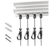 Sistema appendere quadri innovativo, con 4 guide per quadri da 61 cm, 4 ganci da 2 m e accessori per installazione, kit elegante