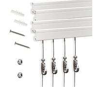 Sistema appendere quadri innovativo, include 4 guide per quadri da 61 cm, 4 ganci da 2 m e accessori per l'installazione, kit elegante