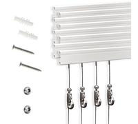 Sistema appendere quadri - Kit da 8 per gallerie e case, con guide e ganci