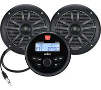 Sistema audio marino Stereo assemblaggio altoparlante, Bluetooth, MP3 USB e AM FM Stereo marino - 2 x 6.5 inch Altoparlanti neri, Antenna