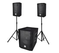 Sistema audio trifonico BM BMsonic BMS 1208, Subwoofer bi-amplificato 1.000 W - USB Bluetooth, 30 cm, Satelliti da 8" 2x200 W, cavi, Piedi