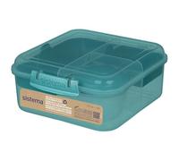 Sistema Bento Box TO GO | Contenitore per pranzo con vasetto per lo yogurt o per la frutta | 1,25 l | In plastica riciclata | Verde pietra