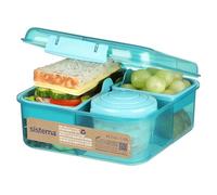 Sistema Bento Box TO GO | Contenitore per pranzo con vasetto per lo yogurt o per la frutta | 1,25 l | In plastica riciclata | Verde pietra