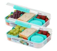 Sistema Bento Box TO GO | Contenitore per pranzo con vasetto per lo yogurt o per la frutta | 1,25 l | In plastica riciclata | Verde pietra