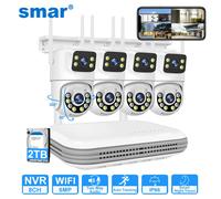 Sistema CCTV wireless Smar Kit telecamera WiFi Telecamere IP da 6 MP con audio di sicurezza a doppia lente 8CH NVR Set di videosorveglianza ICse