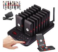 Sistema cercapersone con cicalino, Sistema cercapersone ristorante wireless da 300 m con 16 cercapersone 2 modalità di chiamata in bianco e nero(Black)